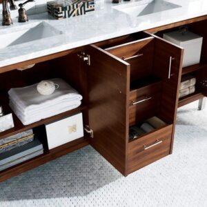 James Martin 850-V72-AWT-3GEX Metropolitan 72 Inch Double Vanity in American Walnut with 3 cm Grey Expo Quartz Top with Sink