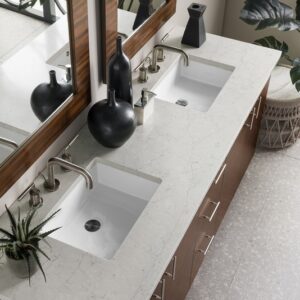 James Martin 850-V72-AWT-3EJP Metropolitan 72 Inch Double Vanity in American Walnut with 3 cm Eternal Jasmine Pearl Quartz Top with Sink