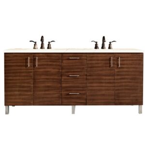 James Martin 850-V72-AWT-3EMR Metropolitan 72 Inch Double Vanity in American Walnut with 3 CM Eternal Marfil Quartz Top