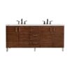 James Martin 850-V72-AWT-3ENC Metropolitan 72 Inch Double Vanity Cabinet with Ethereal Noctis Quartz Top - American Walnut