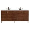 James Martin 850-V72-AWT-3ESR Metropolitan 72 Inch Double Vanity in American Walnut with 3 CM Eternal Serena Quartz Top