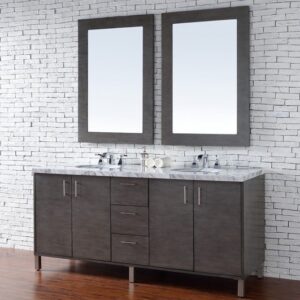 James Martin 850-V72-SOK-3AF Metropolitan 72 Inch Silver Oak Double Vanity with 3 cm Arctic Fall Solid Surface Top