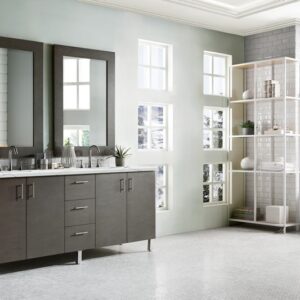 James Martin 850-V72-SOK-3ENC Metropolitan 72 Inch Double Vanity Cabinet with Ethereal Noctis Quartz Top - Silver Oak