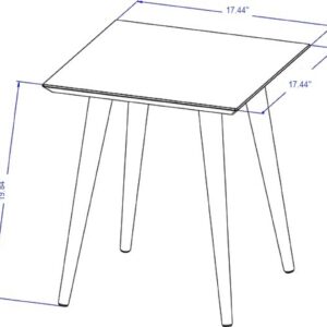 Manhattan Comfort Utopia 19.84" High Square End Table With Splayed Wooden Legs in Off White and Maple Cream