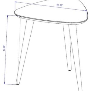 Manhattan Comfort Utopia 19.88" High Triangle End Table With Splayed Wooden Legs in White Gloss