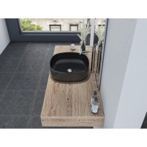 Altair 9005-BAS-BL Zion 16 3/4 Inch Square Ceramic Undermount Bathroom Sink - Black