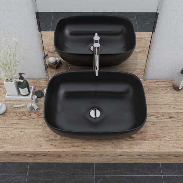 Altair 9007-BAS-BL Tahoe 19 7/8 Inch Oval Ceramic Vessel Bathroom Sink - Black