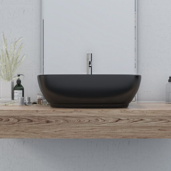 Altair 9007-BAS-BL Tahoe 19 7/8 Inch Oval Ceramic Vessel Bathroom Sink - Black