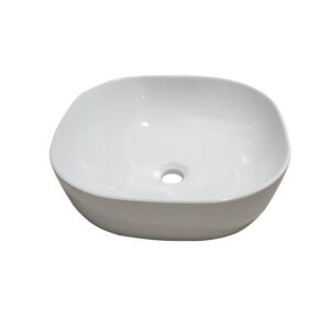 Altair 9008-BAS-WH Zion 16 3/4 Inch Square Ceramic Bathroom Sink - White