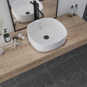 Altair 9008-BAS-WH Zion 16 3/4 Inch Square Ceramic Bathroom Sink - White