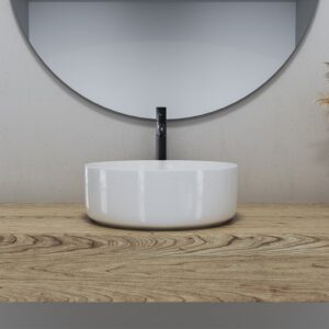 Altair 9009-BAS-WH Sabine 14 1/4 Inch Round Ceramic Vessel Bathroom Sink - White