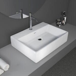 Altair 9011-BAS-WH Fremont 23 5/8 Inch Rectangle Ceramic Vessel Bathroom Sink with Overflow - White