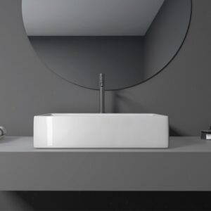 Altair 9011-BAS-WH Fremont 23 5/8 Inch Rectangle Ceramic Vessel Bathroom Sink with Overflow - White