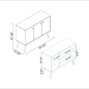 Manhattan Comfort Bromma 35.43" Buffet Stand with 3 Shelves and 3 Doors in White