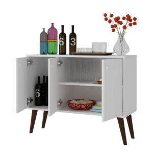 Manhattan Comfort Bromma 35.43" Buffet Stand with 3 Shelves and 3 Doors in White