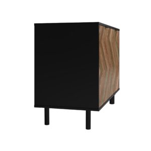 Manhattan Comfort Mid-Century Modern Liam Accent Cabinet with 2 Shelves in Black and Brown