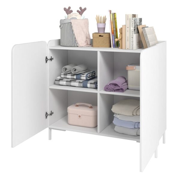 Manhattan Comfort Mid-Century Modern Bogardus Accent Cabinet with 4 Shelves in White