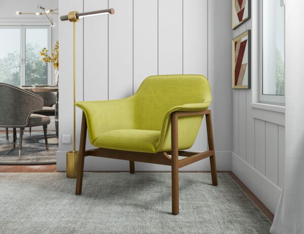 Manhattan Comfort Miller Green and Walnut Linen Weave Accent Chair