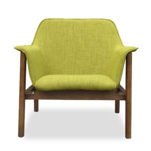 Manhattan Comfort Miller Green and Walnut Linen Weave Accent Chair