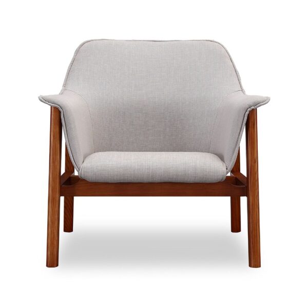 Manhattan Comfort Miller Grey and Walnut Linen Weave Accent Chair