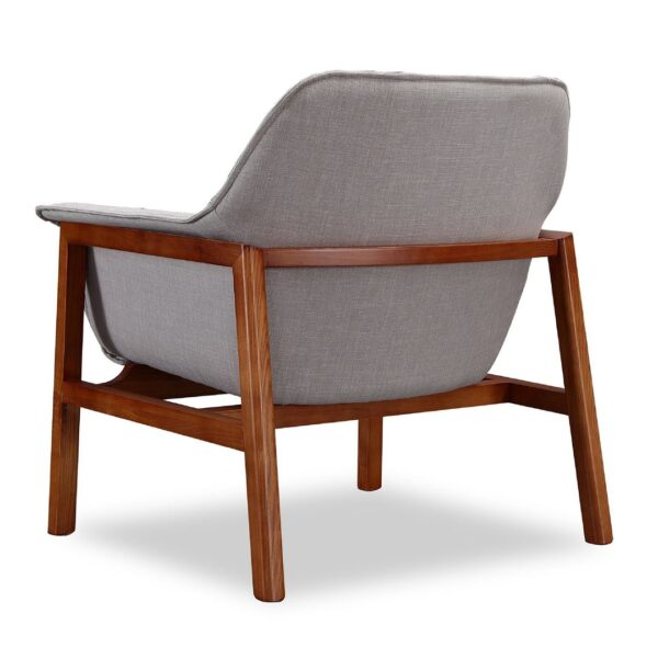 Manhattan Comfort Miller Grey and Walnut Linen Weave Accent Chair