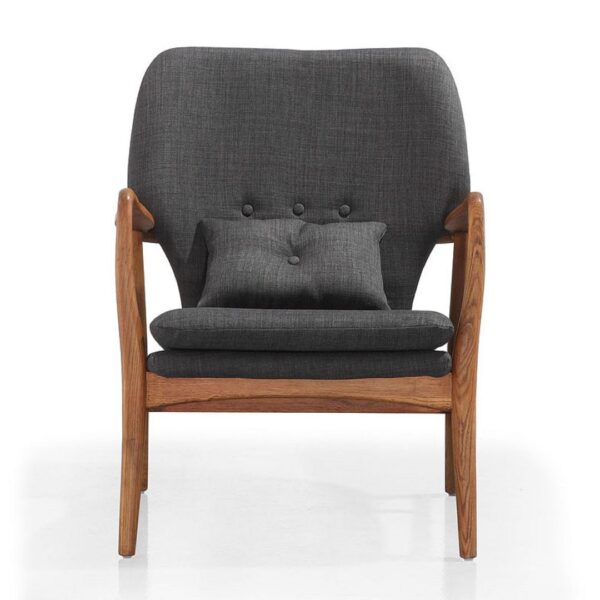 Manhattan Comfort Bradley Charcoal and Walnut Linen Weave Accent Chair