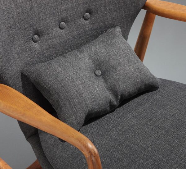 Manhattan Comfort Bradley Charcoal and Walnut Linen Weave Accent Chair