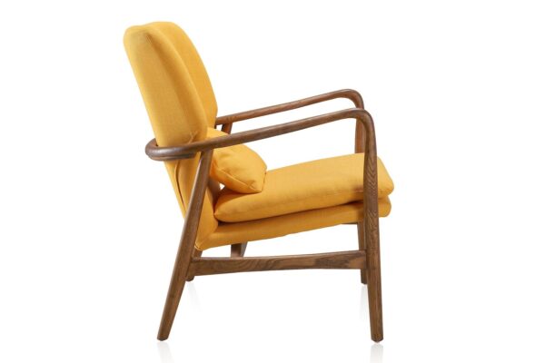 Manhattan Comfort Bradley Yellow and Walnut Linen Weave Accent Chair