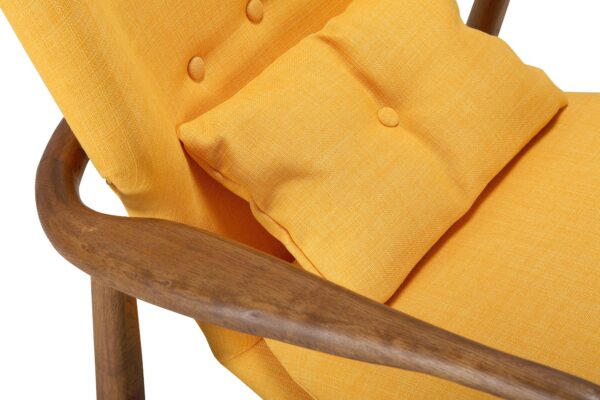 Manhattan Comfort Bradley Yellow and Walnut Linen Weave Accent Chair