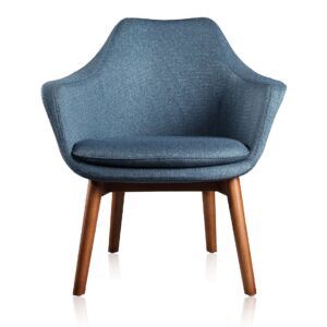 Manhattan Comfort Cronkite Blue and Walnut Twill Accent Chair