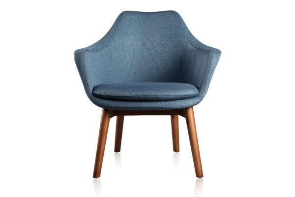 Manhattan Comfort Cronkite Blue and Walnut Twill Accent Chair