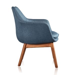 Manhattan Comfort Cronkite Blue and Walnut Twill Accent Chair