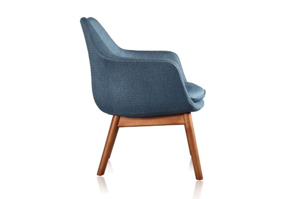 Manhattan Comfort Cronkite Blue and Walnut Twill Accent Chair