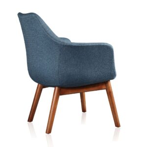 Manhattan Comfort Cronkite Blue and Walnut Twill Accent Chair