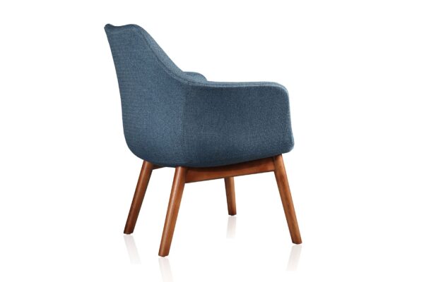 Manhattan Comfort Cronkite Blue and Walnut Twill Accent Chair