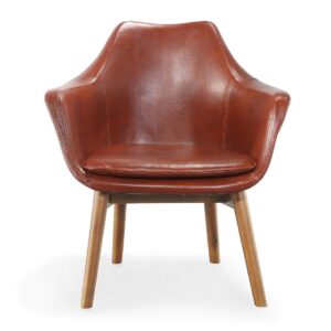 Manhattan Comfort Cronkite Brown and Walnut Faux Leather Accent Chair