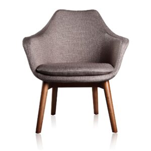 Manhattan Comfort Cronkite Grey and Walnut Twill Accent Chair