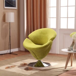 Manhattan Comfort Tulip Green and Polished Chrome Velvet Swivel Accent Chair