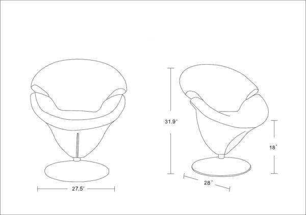 Manhattan Comfort Tulip White and Polished Chrome Velvet Swivel Accent Chair