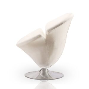 Manhattan Comfort Tulip White and Polished Chrome Velvet Swivel Accent Chair