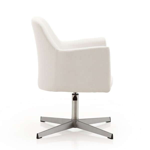 Manhattan Comfort Pelo White and Polished Chrome Faux Leather Adjustable Height Swivel Accent Chair