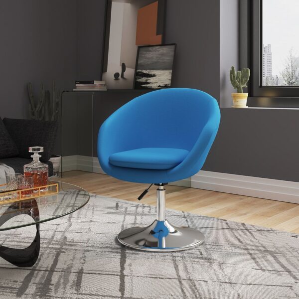 Manhattan Comfort Hopper Blue and Polished Chrome Wool Blend Adjustable Height Chair