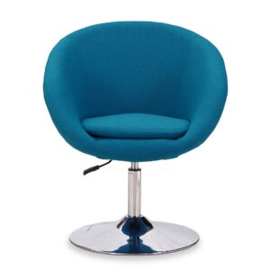 Manhattan Comfort Hopper Blue and Polished Chrome Wool Blend Adjustable Height Chair