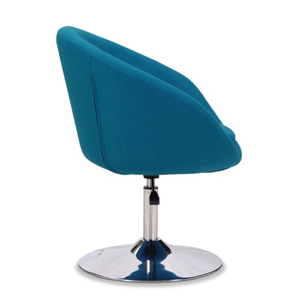 Manhattan Comfort Hopper Blue and Polished Chrome Wool Blend Adjustable Height Chair