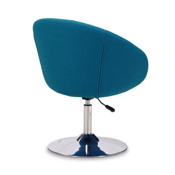 Manhattan Comfort Hopper Blue and Polished Chrome Wool Blend Adjustable Height Chair