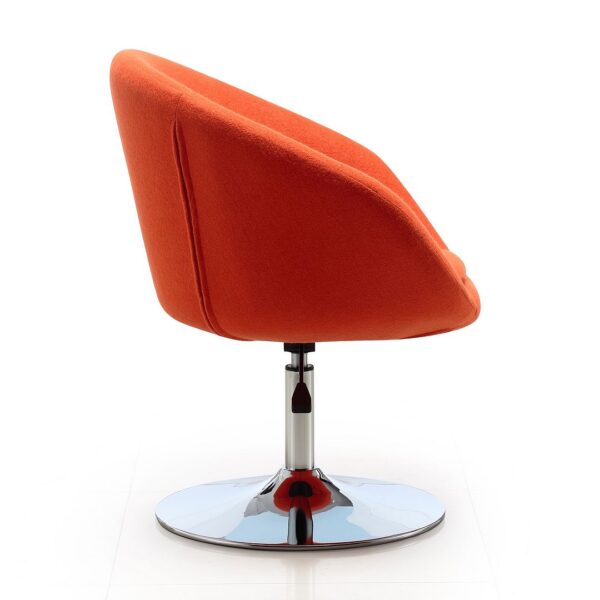 Manhattan Comfort Hopper Orange and Polished Chrome Wool Blend Adjustable Height Chair