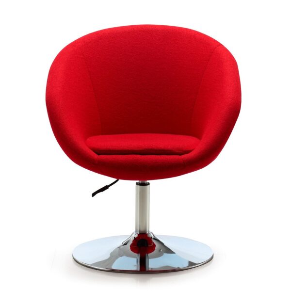 Manhattan Comfort Hopper Red and Polished Chrome Wool Blend Adjustable Height Chair