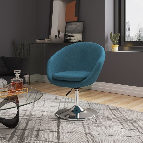 Manhattan Comfort Hopper Sky Blue and Polished Chrome Twill Adjustable Height Chair