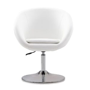 Manhattan Comfort Hopper White and Polished Chrome Faux Leather Adjustable Height Chair