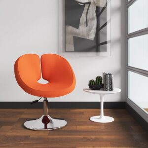 Manhattan Comfort Perch Orange and Polished Chrome Wool Blend Adjustable Chair